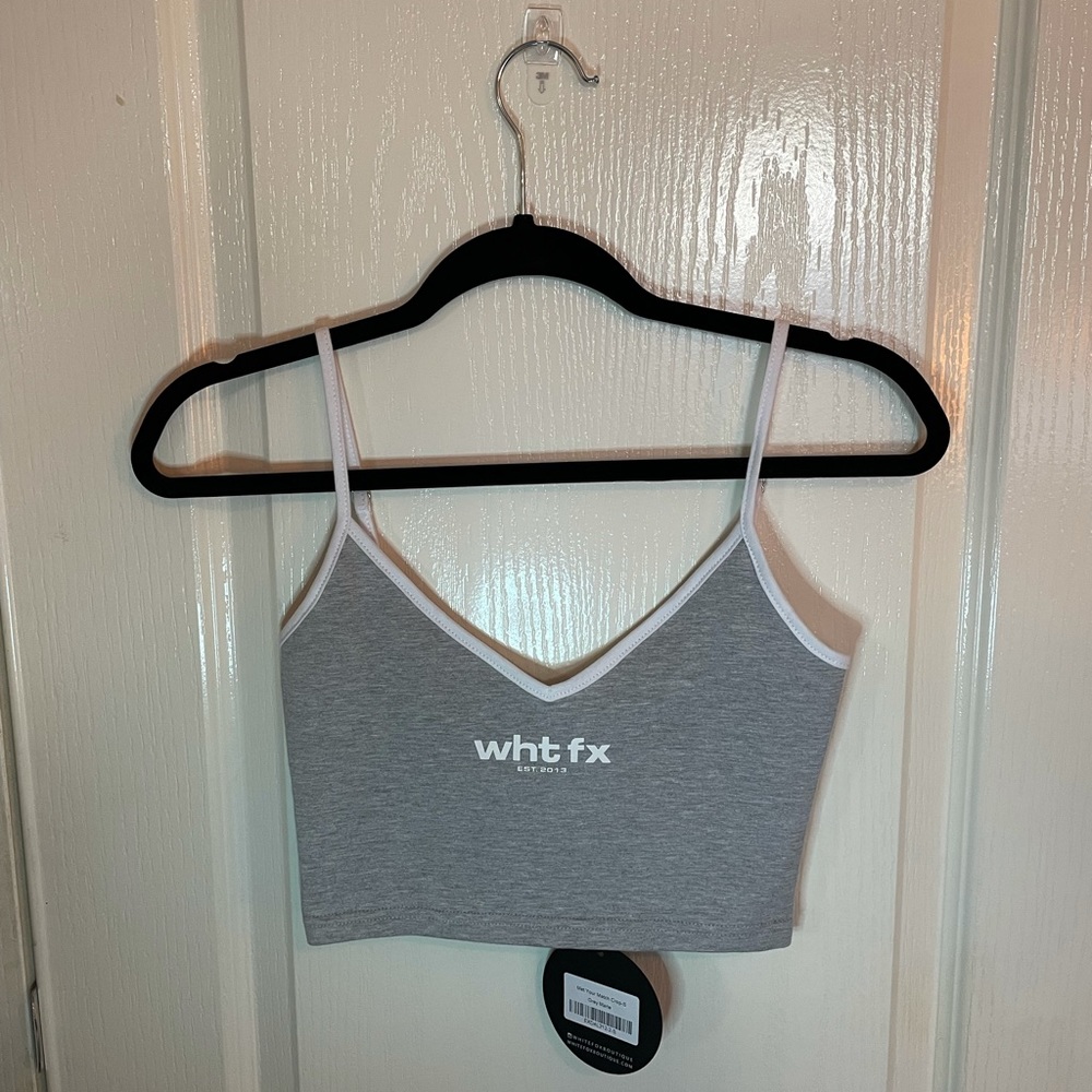 White Fox Boutique Met Your Match Crop Grey XS NWT